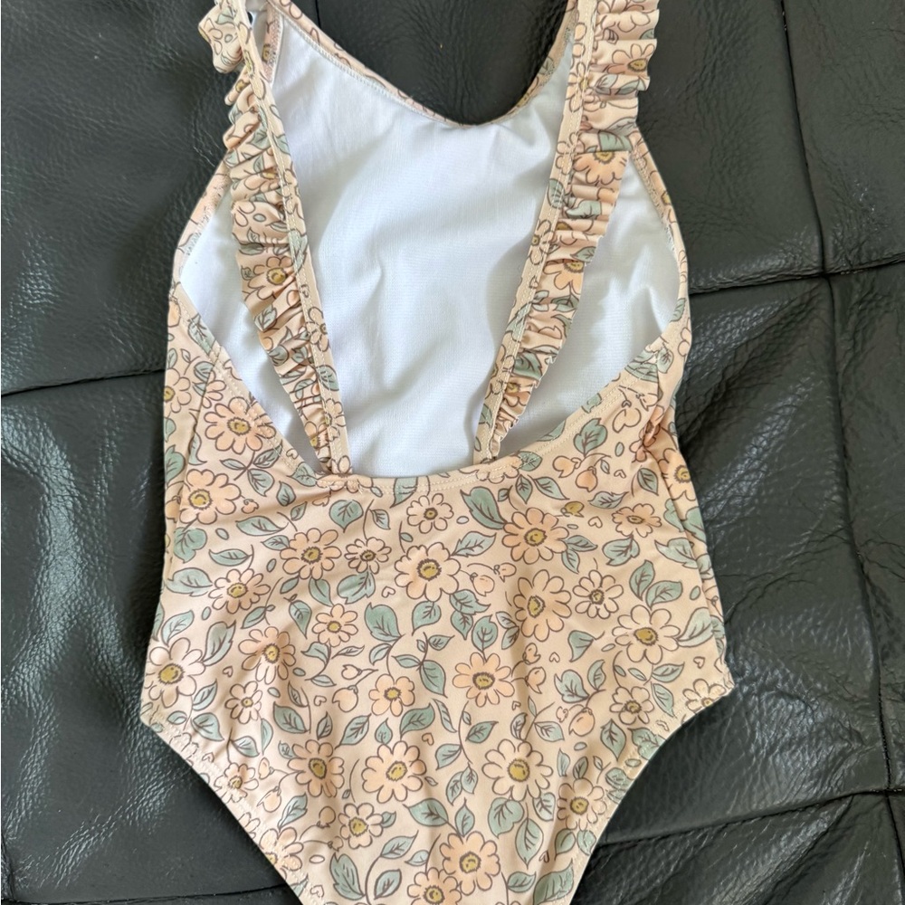 Rylee + Cru Floral Kids Swim One Piece - Cream and Green - Picture 2 of 3
